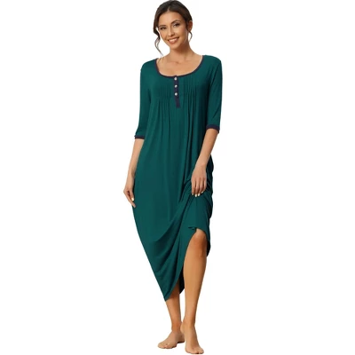 Cheibear Womens Sleepwear Lounge Long Dress With Pockets Soft Nightshirt Pajama Nightgown - Image 6