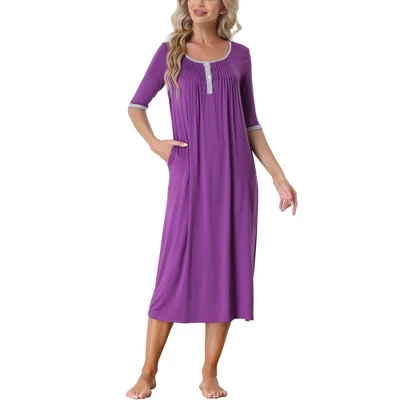 Cheibear Womens Sleepwear Lounge Long Dress With Pockets Soft Nightshirt Pajama Nightgown - Image 5