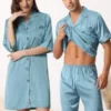 Cheibear Men Satin Button Down Pajama Sets Short Sleeve Shirt And Shorts Sleepwear