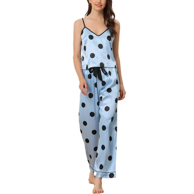 Cheibear Women's Pajama Party Satin Silky Summer Camisole Cami Pants Sets - Image 12