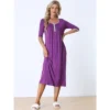 Cheibear Womens Sleepwear Lounge Long Dress With Pockets Soft Nightshirt Pajama Nightgown