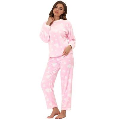 Cheibear Womens Flannel Pajama Sets Winter Cute Printed Long Sleeve Nightwear Lounge Sleepwear - Image 6