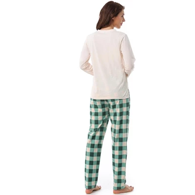 Cheibear Womens Sleepwear Plaid Long Sleeve Shirt And Pants Soft Loungewear Set - Image 3