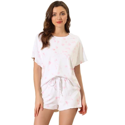 Cheibear Womens Tie Dye Pjs Sleepwear Short Sleeves And Shorts Lounge Pajama Set - Image 5