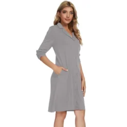 Cheibear Womens Pajama Sleepshirt Nightshirt Long Sleeve Nightgown Sleep Shirt Dress