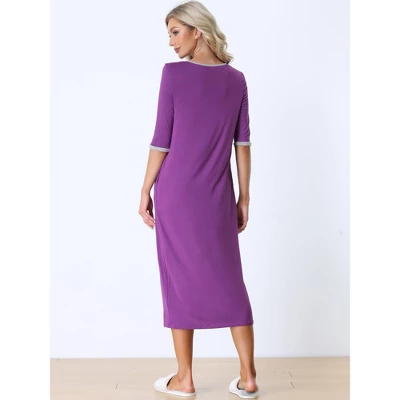Cheibear Womens Sleepwear Lounge Long Dress With Pockets Soft Nightshirt Pajama Nightgown - Image 2