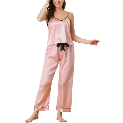 Cheibear Women's Pajama Party Satin Silky Summer Camisole Cami Pants Sets - Image 7