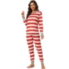 Cheibear Striped Winter Xmas Christmas Family Matching Sleepwear Set Red-Stripes