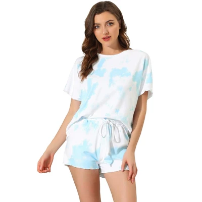 Cheibear Womens Tie Dye Pjs Sleepwear Short Sleeves And Shorts Lounge Pajama Set - Image 6