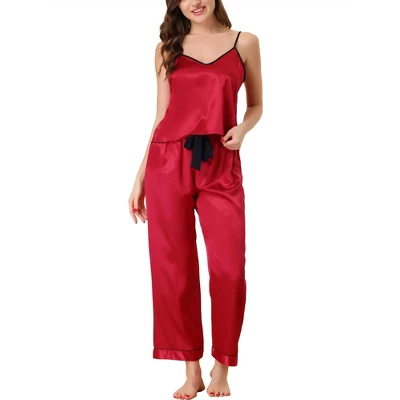 Cheibear Women's Pajama Party Satin Silky Summer Camisole Cami Pants Sets - Image 8