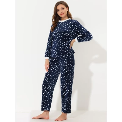 Cheibear Womens Flannel Pajama Sets Winter Cute Printed Long Sleeve Nightwear Lounge Sleepwear - Image 2