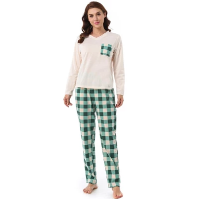 Cheibear Womens Sleepwear Plaid Long Sleeve Shirt And Pants Soft Loungewear Set - Image 5