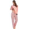 Cheibear Womens Sleepwear Pjs Lounge Round Neck With Pants Nightwear Pajama Set