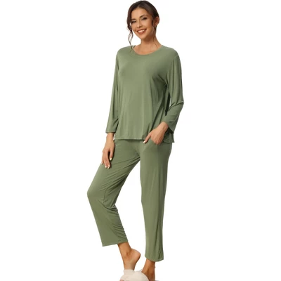 Cheibear Women's Loose Soft Sleepwear Long Sleeve Shirt And Wide-leg Sleep Pants 2 Pcs Modal Pajama Sets - Image 6