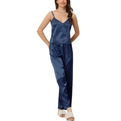 Cheibear Women's Pajama Party Satin Silky Summer Camisole Cami Pants Sets - Image 11