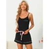 Cheibear Women Cami Top And Shorts Color Block Pajama Sleepwear