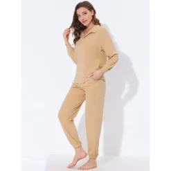 Cheibear Womens Lounge Sets Sweatsuit Sleepwear Pajama With Pockets Pullover Tracksuits