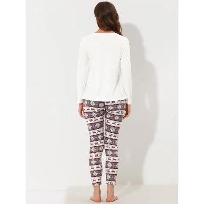 Cheibear Women's Sleepwear Lounge Elk Christmas Winter Long Sleeves With Pants Pajama Sets - Image 2