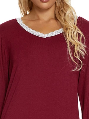 Cheibear Womens Lounge Sets V Neck Lace Nightwear With Pants Loungewear Pajamas - Image 3