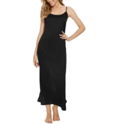 Cheibear Womens Satin Pajama Cami Dress Nightshirt Sleepwear Lounge Long Nightgown
