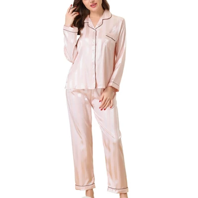 Cheibear Womens Satin Sleepwear Soft Button Down Nightwear With Pants Lounge Pajama Set - Image 6