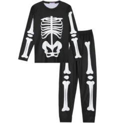 Cheibear Halloween Long Sleeve Family Matching Sleepwear Party Cosplay Pajama Set Black