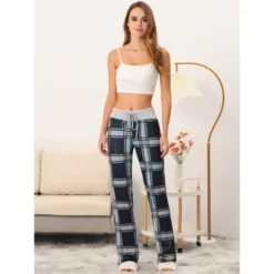 Cheibear Womens Sleepwear Pajamas Yoga Casual Trousers Wide Leg Lounge Pants