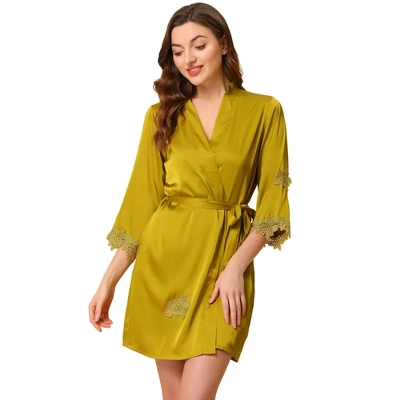 Cheibear Womens Satin Pajama Silk Nightgown Lounge Nightdress With Robe Sets - Image 8