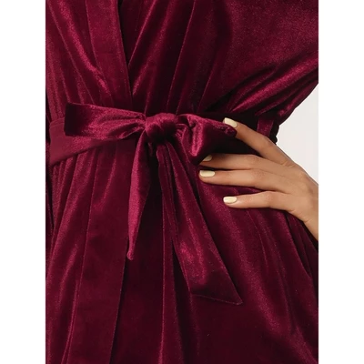 Cheibear Womens Wedding Party Velvet Thin Gown Bridesmaid Bridal Robes - Image 3