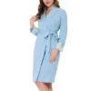 Cheibear Womens Robe Knit Lace Trim Lounge Sleepwear Long Sleeve Bathrobe